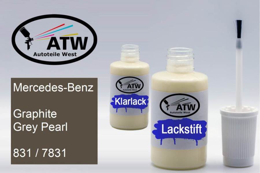 Mercedes-Benz, Graphite Grey Pearl, 831 / 7831: 20ml Lackstift + 20ml Klarlack - Set, von ATW Autoteile West.